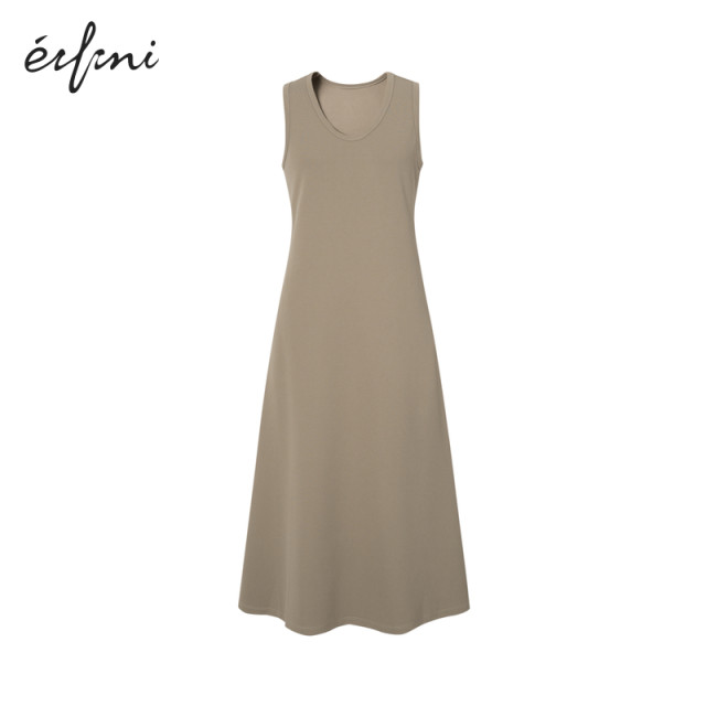 Evely outlets store round neck sleeveless knitted dress spring and summer long skirt women