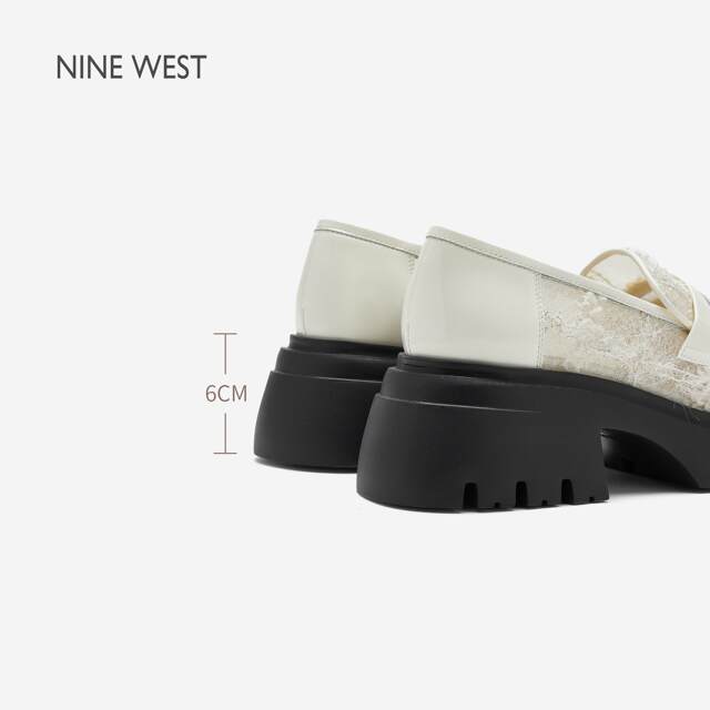 
Nine West/Jiuxi high heel loafers women's new 2025 breathable mesh thick sole height-enhancing shoes and sponge shoes