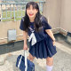 Acarian big size JK fat MM orthodox 绀 three basic sailor uniforms college short skirt short long -sleeved suit women