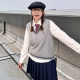 Ache's big size jk original fat mm waist embroidered vest college style sweater V-neck knitted vest women