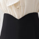 Commuting professional black suit skirt for women spring and summer design niche over knee long skirt high waist A-line large hem skirt