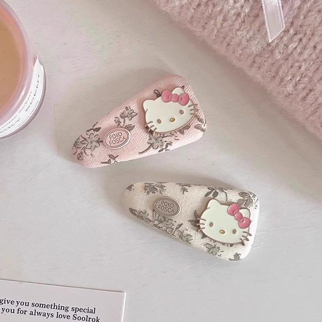 
Pink floral kittty hair clip female side clip girl heart forehead broken hair bangs clip hair card bb clip hair accessories