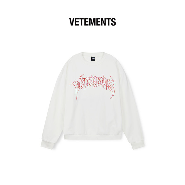 VETEMENTS pure cotton font fonts day and night Paris tower print men's and female round neck sweater 64520011