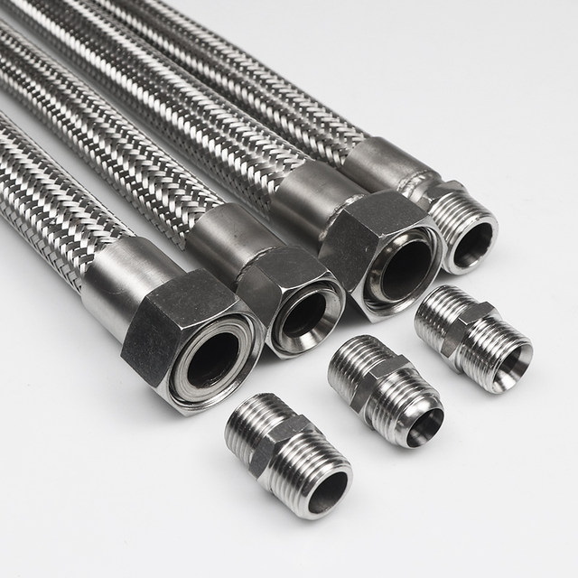 Industrial 304 stainless steel corrugated pipe hose metal braided steam pipe resistant to high temperature and high pressure 2 minutes 4 minutes 6 minutes 1 inch