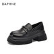 Daphne black thick-soled loafers for women 2025 new summer hot British style leather shoes for one foot