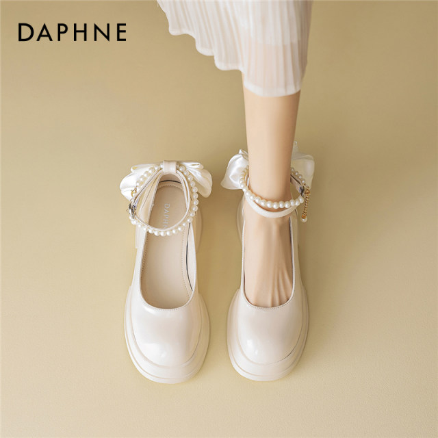 
Daphne Mary Jane Women's Shoes 2025 Summer New Beautiful Light Mouth Single Shoes Qianjin Pearl High Heels Small Leather Shoes