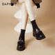 Daphne black height-increasing loafers for women with velvet popular thick-soled winter 2025 new one-leg spring and autumn small leather shoes