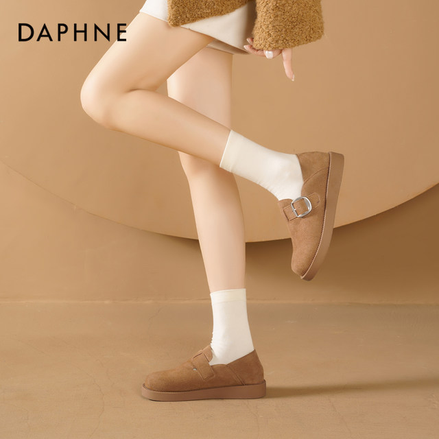 Daphne plus velvet Birkenstock shoes for women winter 2025 new flat plush single shoes for women soft sole warm plush cotton shoes for women