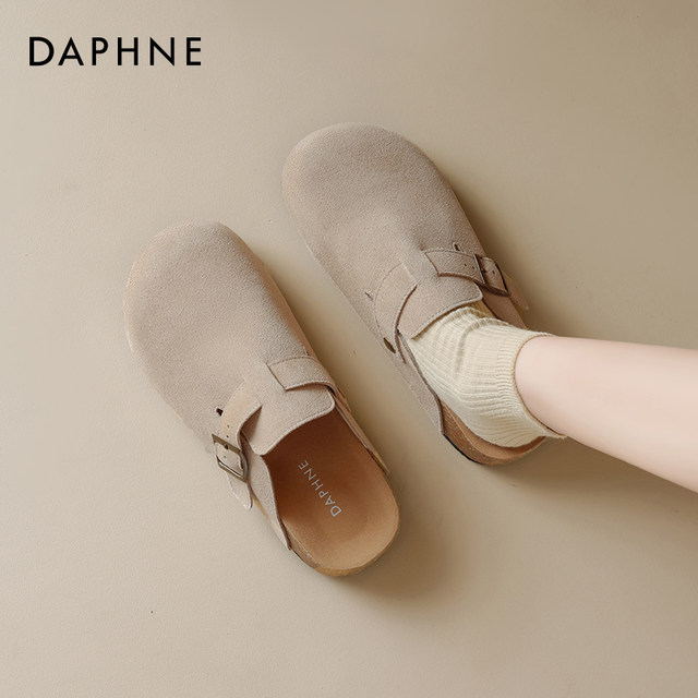 Daphne thick-soled Birkenstock shoes for women, autumn and winter plus velvet season, beautiful 2025 new one-leg heightening half slippers