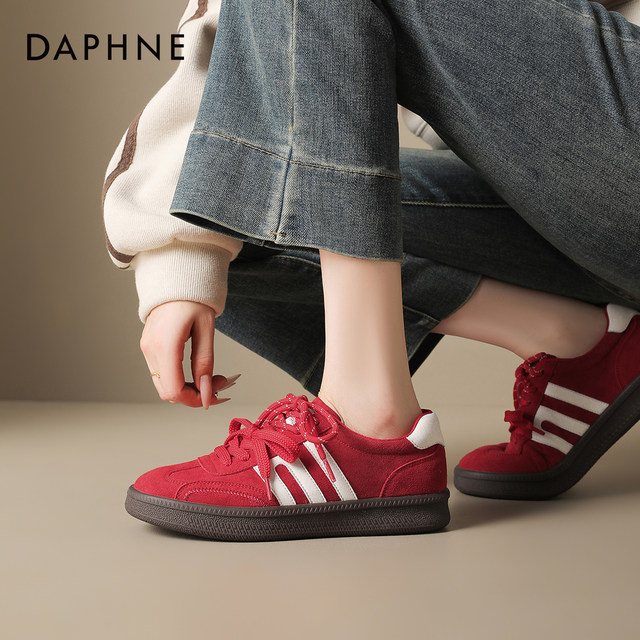 Daphne red moral training shoes women's autumn and winter shoes 2025 new sports shoes retro thick-soled commuter versatile sneakers