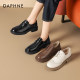 Daphne black leather shoes for women 2025 new summer Brock Oxford women's shoes lace-up versatile loafers