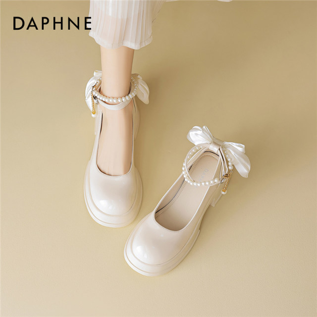 
Daphne Mary Jane Women's Shoes 2025 Summer New Beautiful Light Mouth Single Shoes Qianjin Pearl High Heels Small Leather Shoes