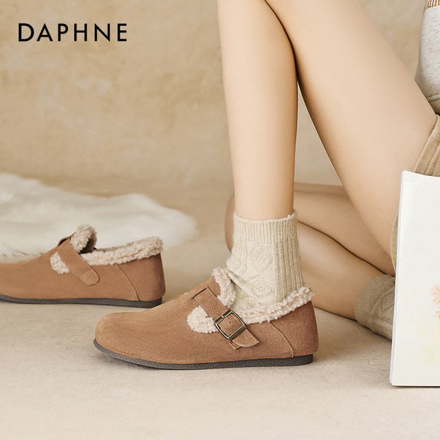 
Daphne plus velvet Birkenstock shoes for women 2025 new autumn and winter cotton shoes Birkenstock warm snow boots slip-on shoes