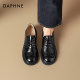 Daphne black leather shoes for women 2025 new summer Brock Oxford women's shoes lace-up versatile loafers