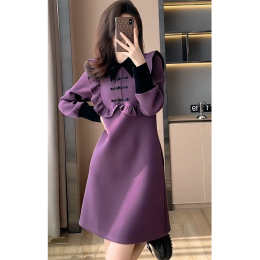 New Chinese style national style cheongsam improved skirt French style senior sense small fragrance purple vest dress spring style