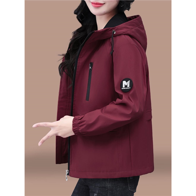 
Short windbreaker jacket for women 2025 spring and autumn new middle-aged mother fashionable autumn clothes loose casual hooded jacket