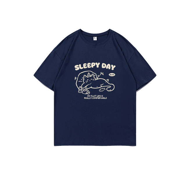 Fun hand -painted short -sleeved short -sleeved T -shirt Female summer Japanese loose small people ins casual inner clothes