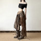 IUAE stray hippie light asymmetrical design skirt for women niche splicing retro midi skirt
