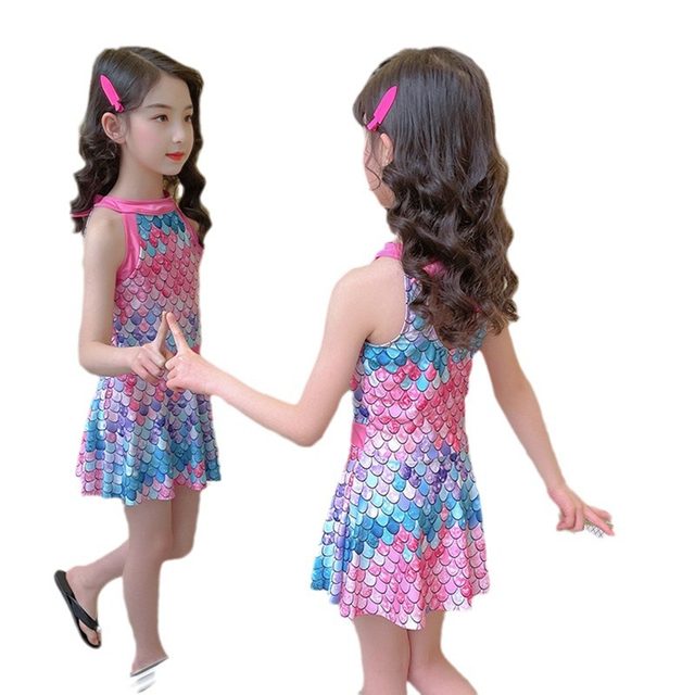 Children's swimsuit girls small, medium and large children girls student girls split boxer pants skirt style mermaid swimsuit E18