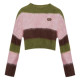Kroche wool blend contrast stripes loose casual lazy style knitted pullover sweater