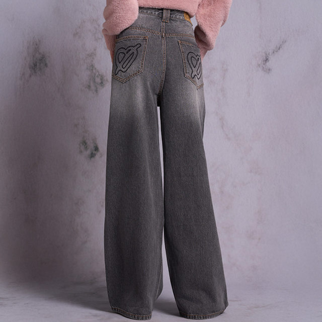 William Chan CANOTWAIT patch embroidered washed ripped denim trousers pure cotton loose and versatile for men and women