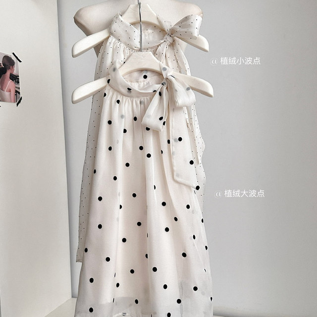 Polka dot bow tie halter sleeveless vest for women summer high-end temperament loose slim chiffon shirt top