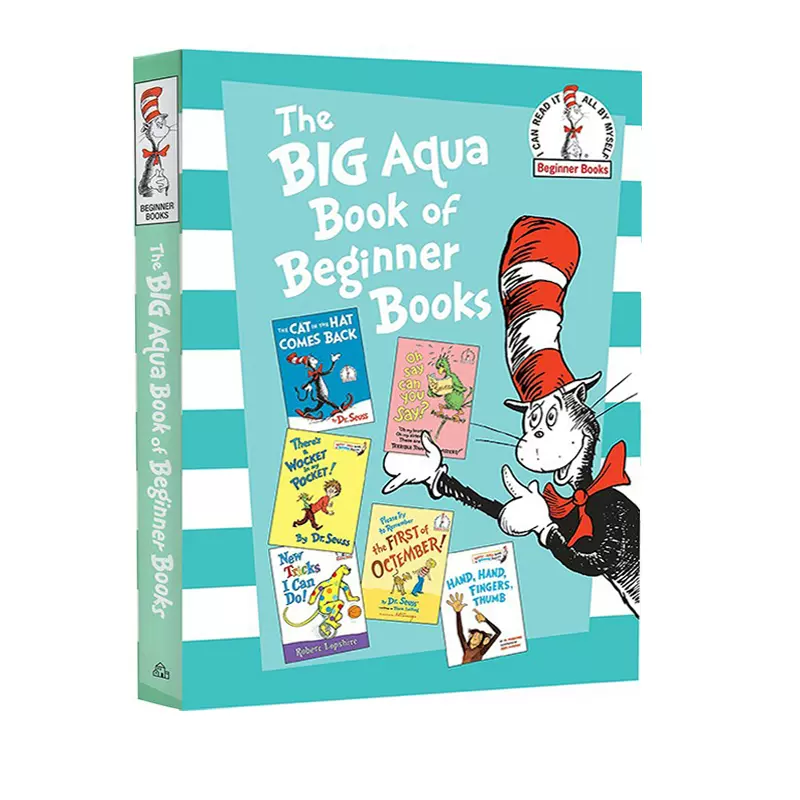 苏斯博士英语启蒙认知the Big Aqua Book Of Beginner Books 青色大书英文原版精装入门绘本故事选集6合1 七色系列