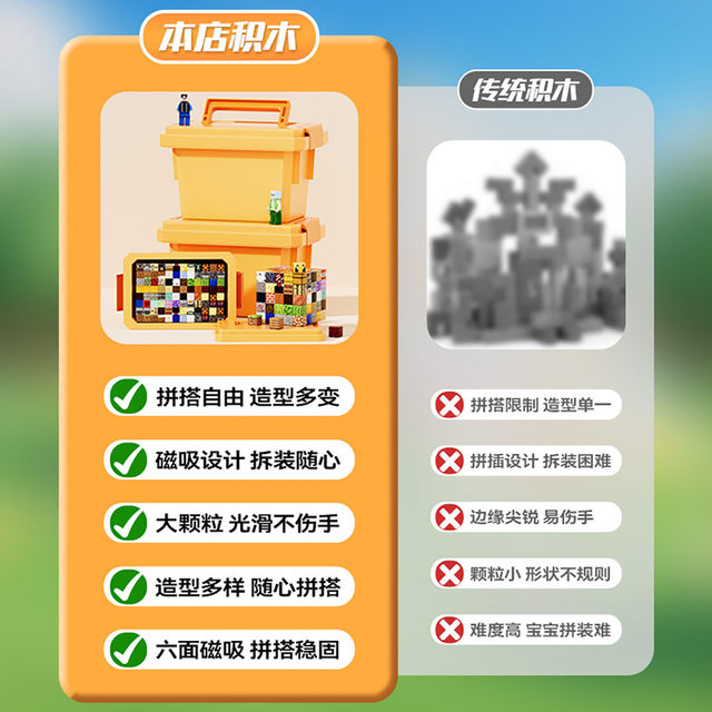 My World Magnetic Square Children's Educational Toys Boy Assembling Magnet Magnetic Iron Snap Blocks Tiles 4 Years Old 5