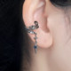 Dark Thorn Art Raw Ear Clip for Women Without Ear Holes Unique Cross Niche Design Punk Black Earrings New Style