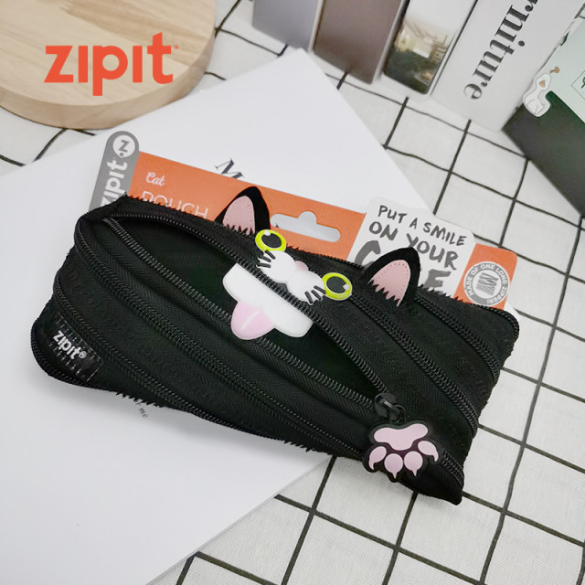 Zipit Spring New Products Cute Slite Cat Naughty Black Elf Cat Zipper Pen Bag Junior High School Student Bag Creative Gift