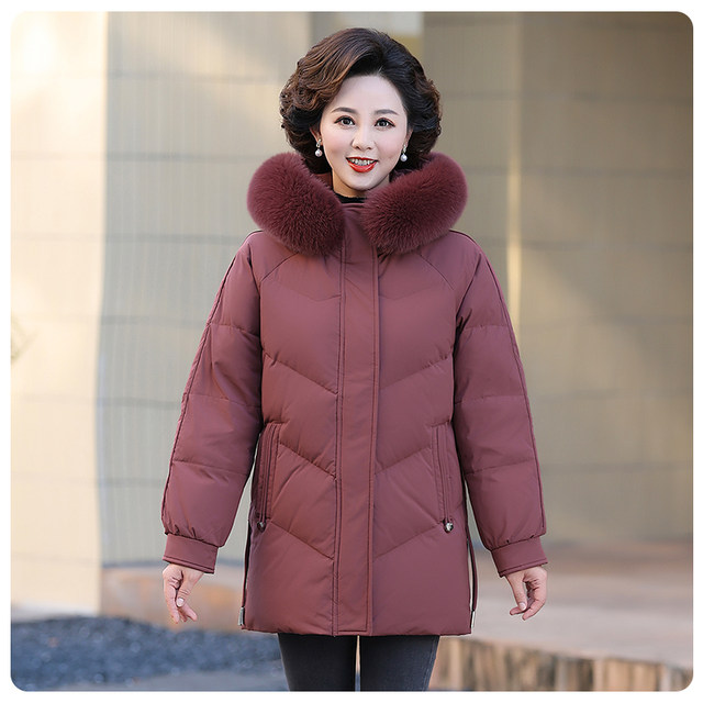 Yalu 2025 winter new mid-length mother down jacket for women's fashionable winter thickened large-collar jacket
