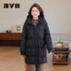 Yalu Mom Down Jacket Winter Clothing 2025 New Mid-Length Stand Collar Hooded Casual Warm Jacket for Middle-aged and Elderly Women