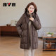 Yalu Mom Down Jacket Winter Clothing 2025 New Mid-Length Stand Collar Hooded Casual Warm Jacket for Middle-aged and Elderly Women