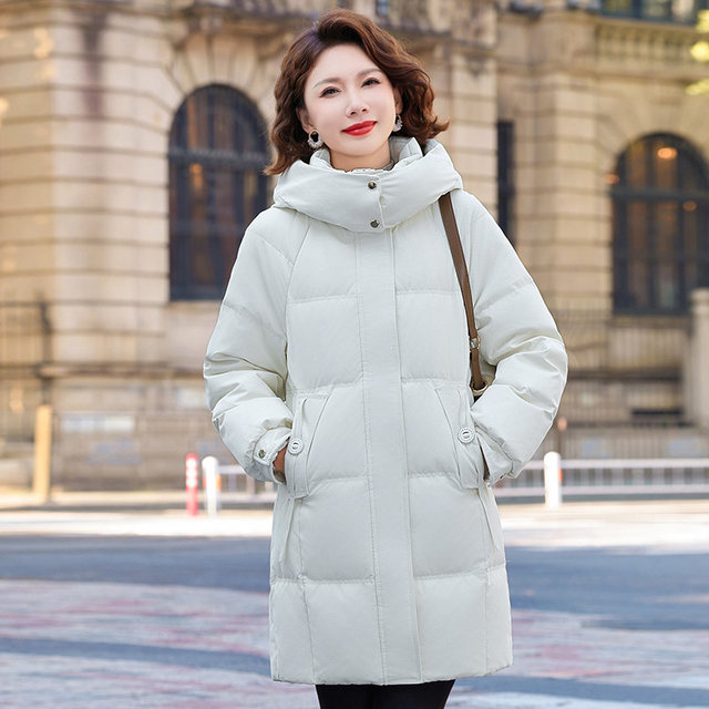 Yalu 2025 winter new middle-aged mother warm mid-length down jacket for women middle-aged and elderly fashionable warm jacket