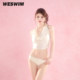 WESWIM Bikini Swimsuit Women Split Pure Hood Neck Leaking Small Boobs High-end Triangle Beach Resort Beach