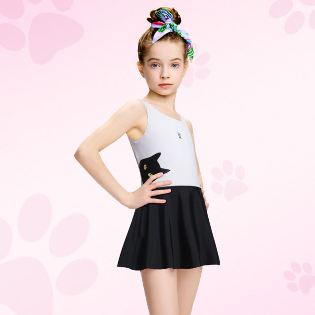 BE van der An children's swimsuit girl little black cat cat cat series 2025 new one-piece dress style belly-covering and making you look slim