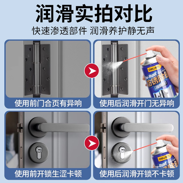 Deli door sound lubricating throttle lock hinge shaft household anti-rust lubricant anti-theft window special tool to eliminate abnormal noise