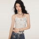 LA CRAWFISH Sweetheart Barbie Silver Paint Painted Batik Drawstring Fish Bone Bracelet Sling Vest Top