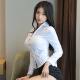 Slim large size white shirt for women in spring and autumn slim hot girls long-sleeved base top pure V-neck jk waist-hugging shirt
