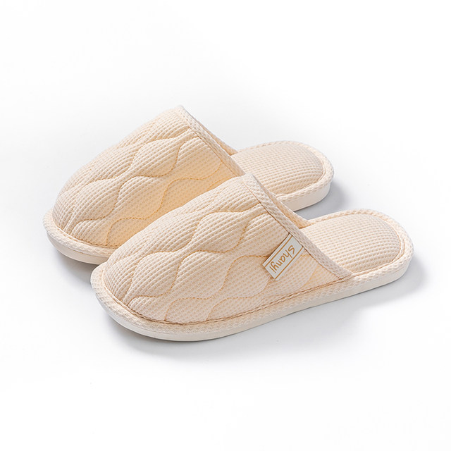 Household slippers, breathable, deodorant, Baotou, four seasons, ladies couple, non-slip indoor cotton, linen, wool and linen thick-soled cloth shoes