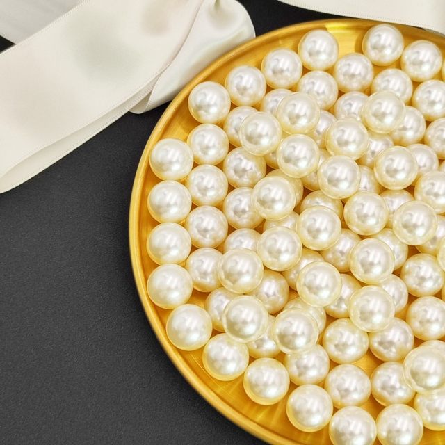 Pearl DIY material simulation decoration beige bead bead jewelry accessories handmade abs imitation pearl sparse beads with holes