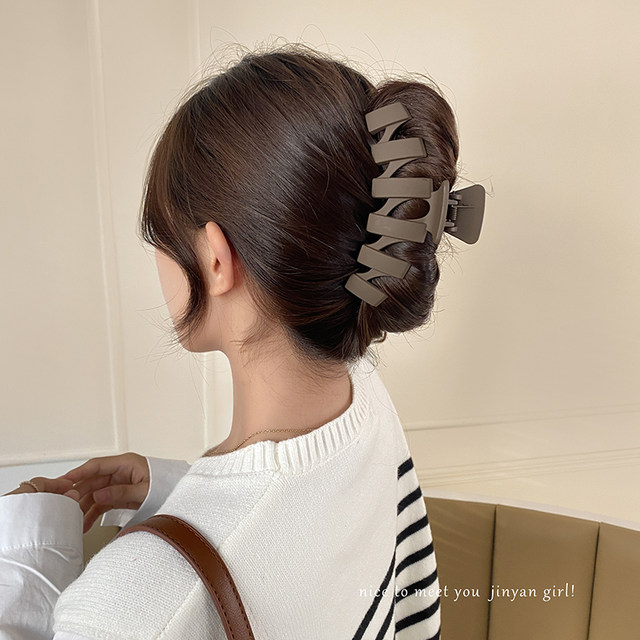 New large size shark clip for women's high-end back head frosted temperament hair clip headband hairpin square hairpin