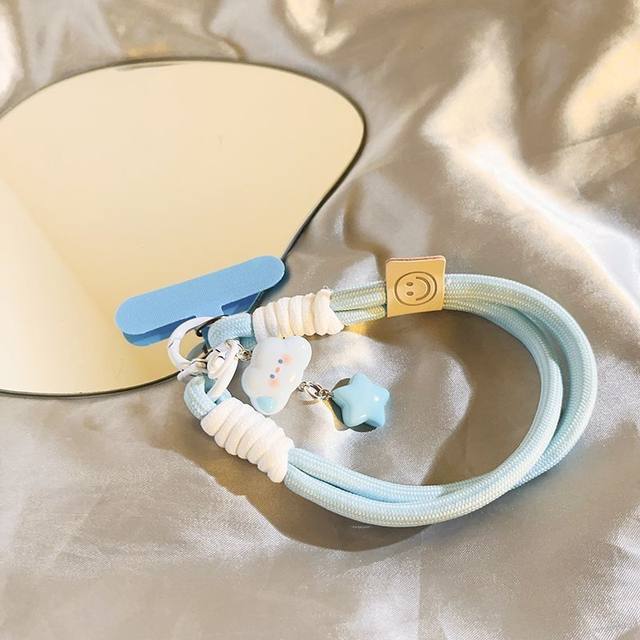 Mu Jiaren Fun Mobile Phone Hanging Chain Mobile Phone Hanging Jewelry Student Girl Pendant Wrist Rope Cartoon Backpack Blue Speechless Clouds