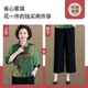 Mom summer wear, three-quarter sleeve fashion suit, fashionable middle-aged and elderly women, summer grandma, chiffon top, pants, two-piece set