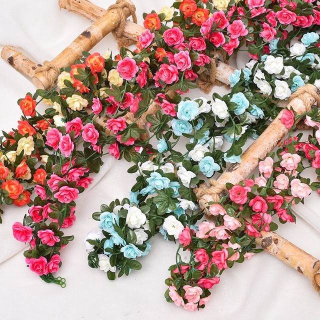 Wall hanging decoration simulated rose vine living room balcony air conditioning pipe courtyard decoration rattan wall hanging green plants