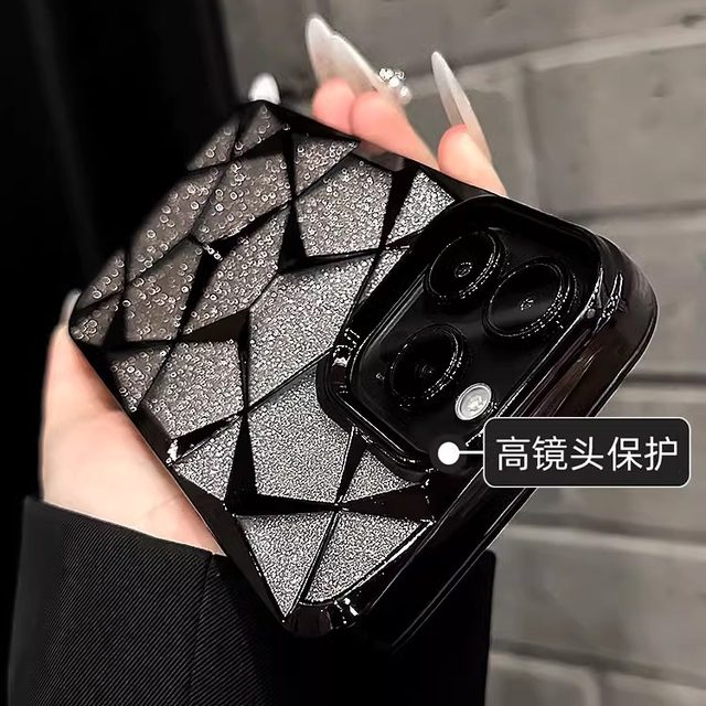 Daimang suitable for Apple 16 mobile phone case new 17 water cube iphone14promax gradient 13pro silicone 15 high-end sense 12por anti-fall goddess soft 11 electroplated black temperament women pm