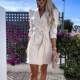 Professional commuting OL autumn new white double-breasted centre-sleeved fashionable suit dress for women DRESS
