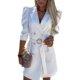 Professional commuting OL autumn new white double-breasted centre-sleeved fashionable suit dress for women DRESS
