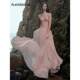 Sheer Luck 25 Spring and Summer New Lace Fishbone Strapbreast Mesh Dress