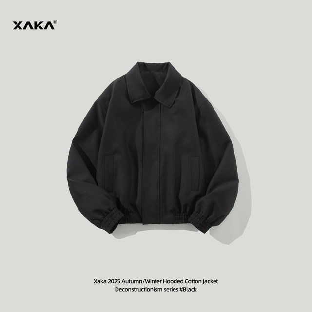XAKA American retro style spring lapel couple jacket versatile short wide version high-end bomber jacket men